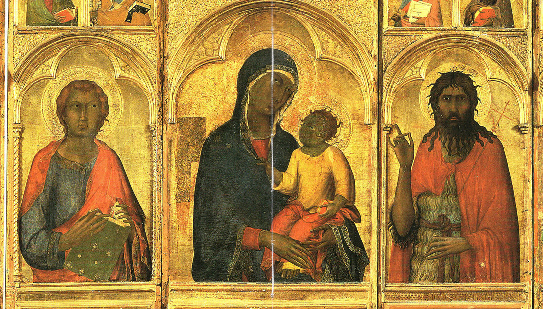 Black Madonna and Child with saints on gold ground, Byzantine iconographic tradition