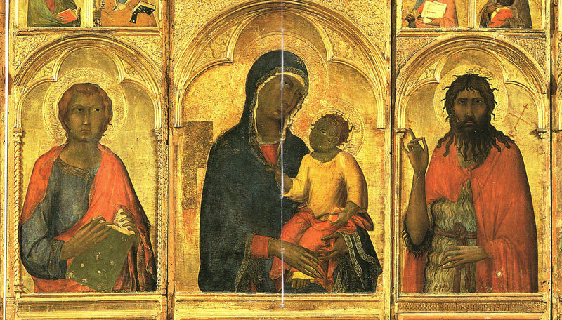 Black Madonna and Child with saints on gold ground, Byzantine iconographic tradition