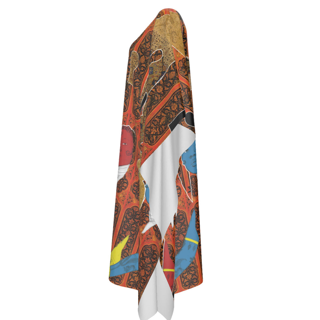 3 akht faux Silk Caftan Robe