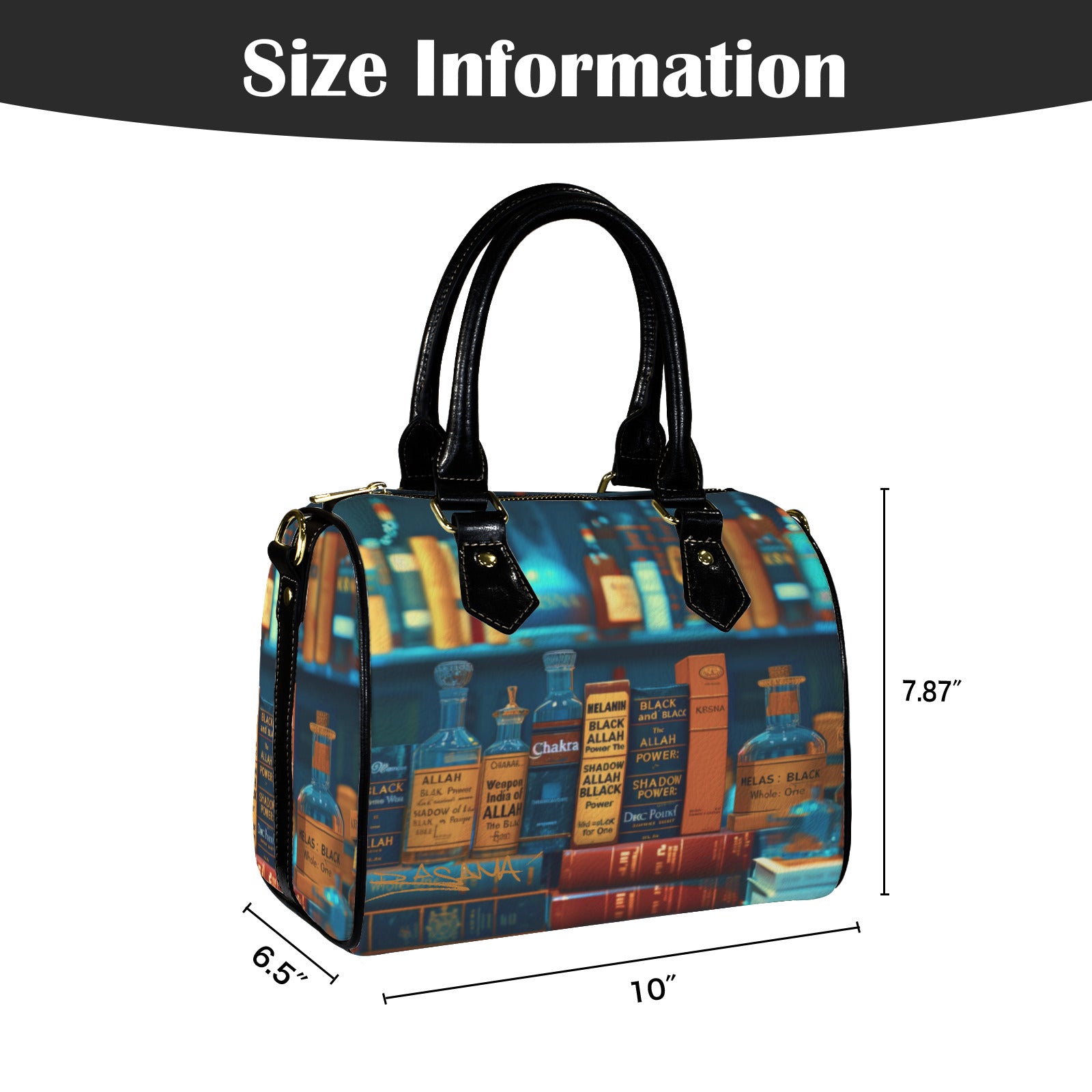 Budha mon little tote Custom Handbag-Black Handle (Model 1746)