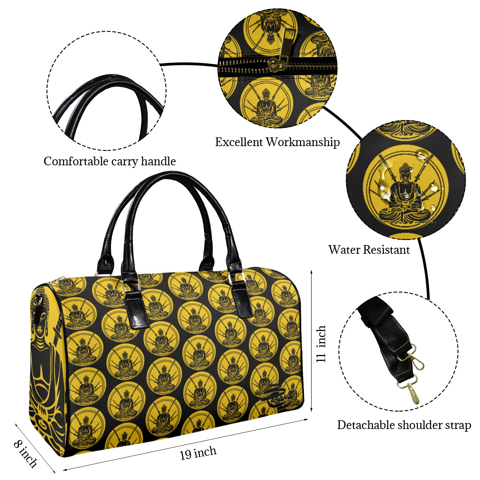 Budha Mon Gold — Large Leather Bag