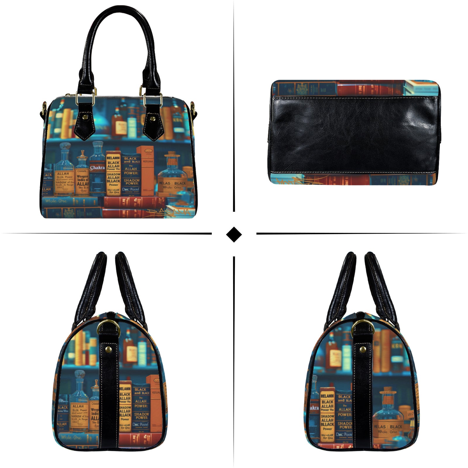 Budha mon little tote Custom Handbag-Black Handle (Model 1746)
