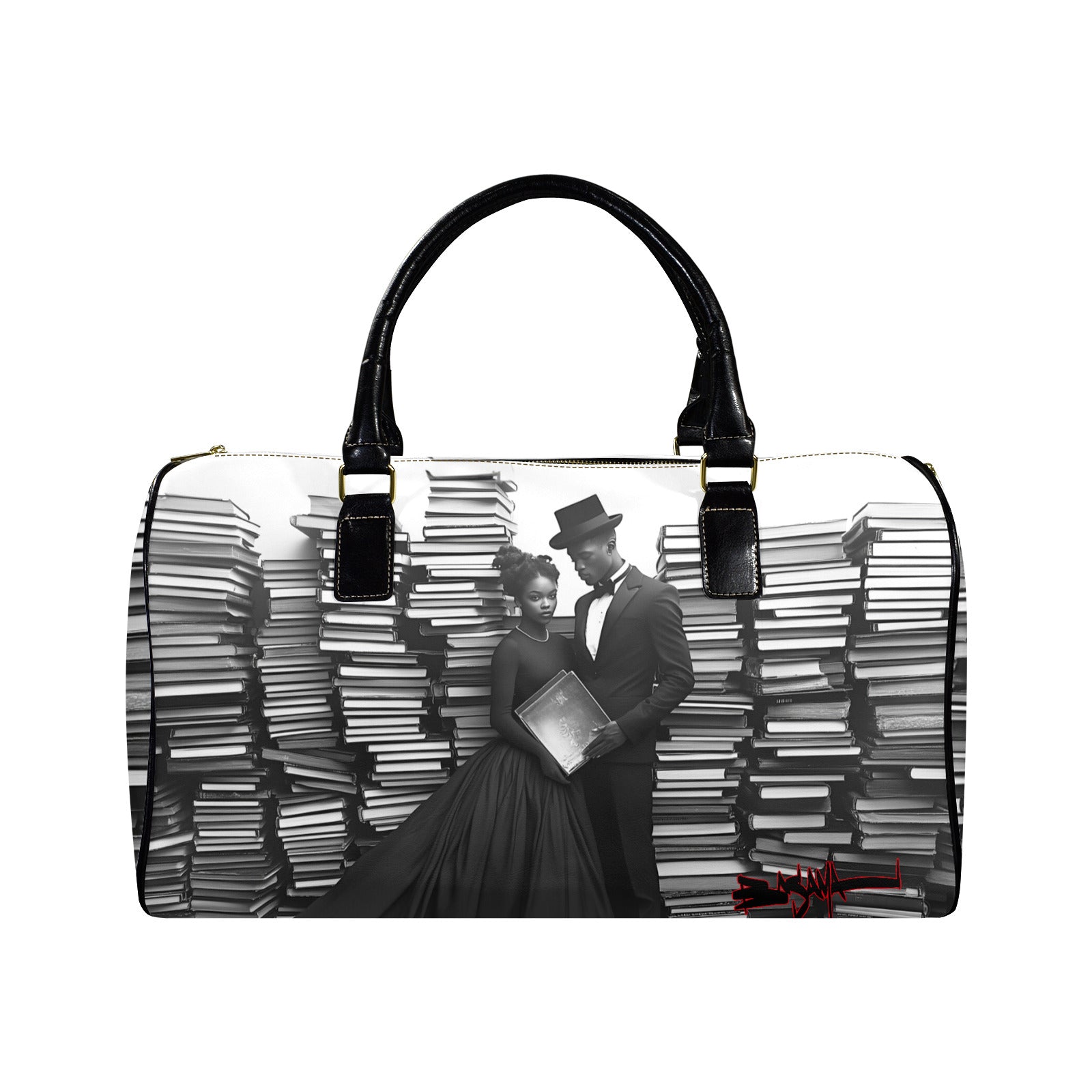 Book Stack Couple — Large Leather Bag