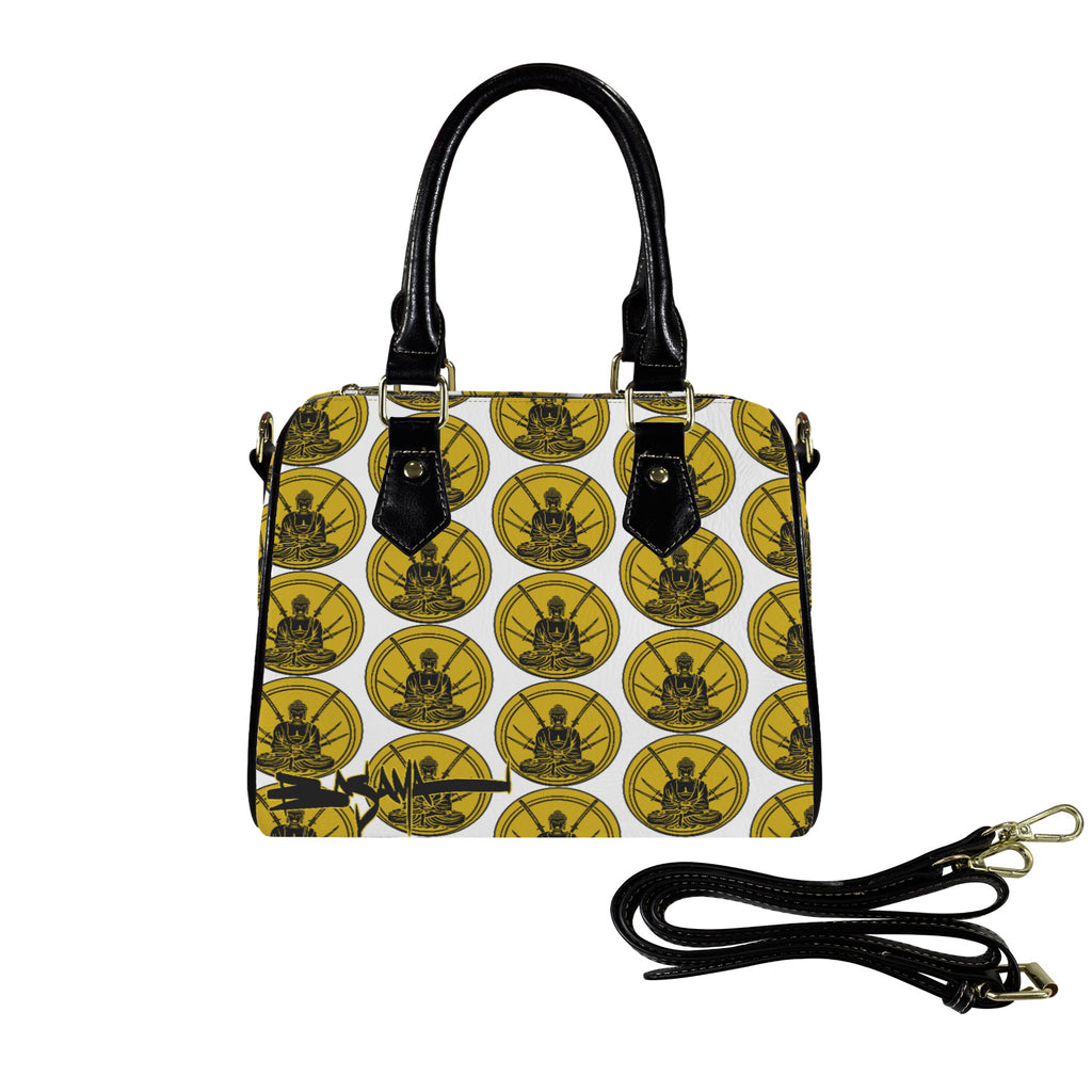 gold budha Custom Handbag-Black Handle (Model 1746)