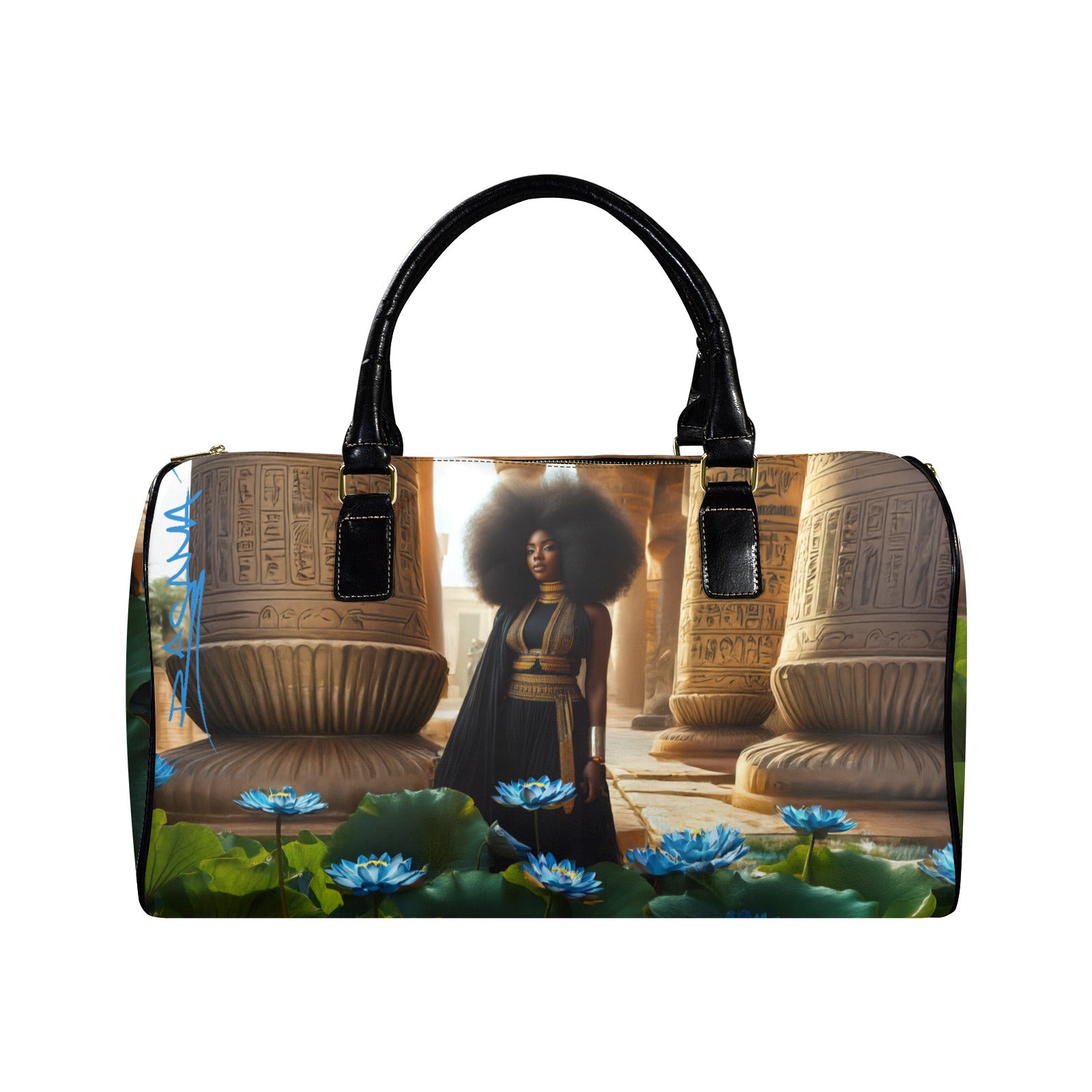 Blue Lotus — Large Leather Bag