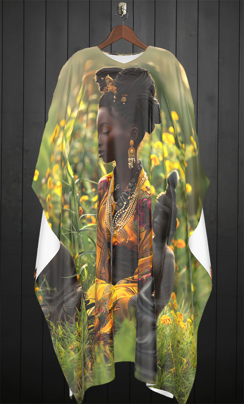 Budha field, golden chrysanthemum kaftan
