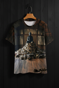 T-shirt with a Buddha statue and books design 