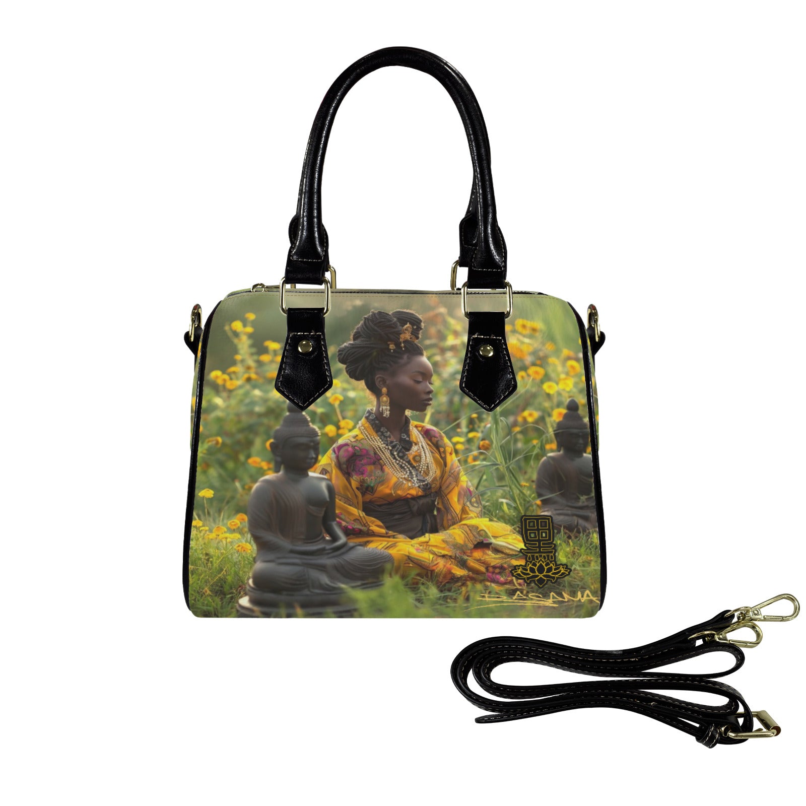 sit with budha Custom Handbag-Black Handle (Model 1746)