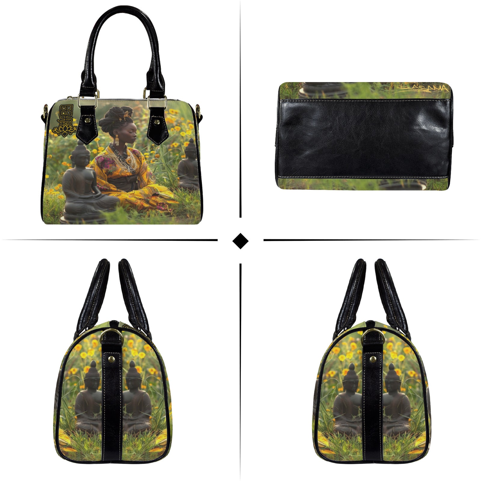 sit with budha Custom Handbag-Black Handle (Model 1746)