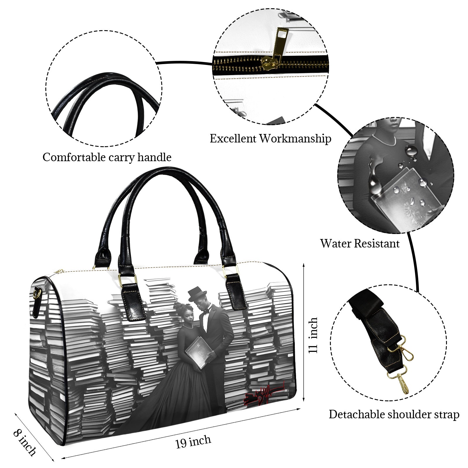 Book Stack Couple — Large Leather Bag