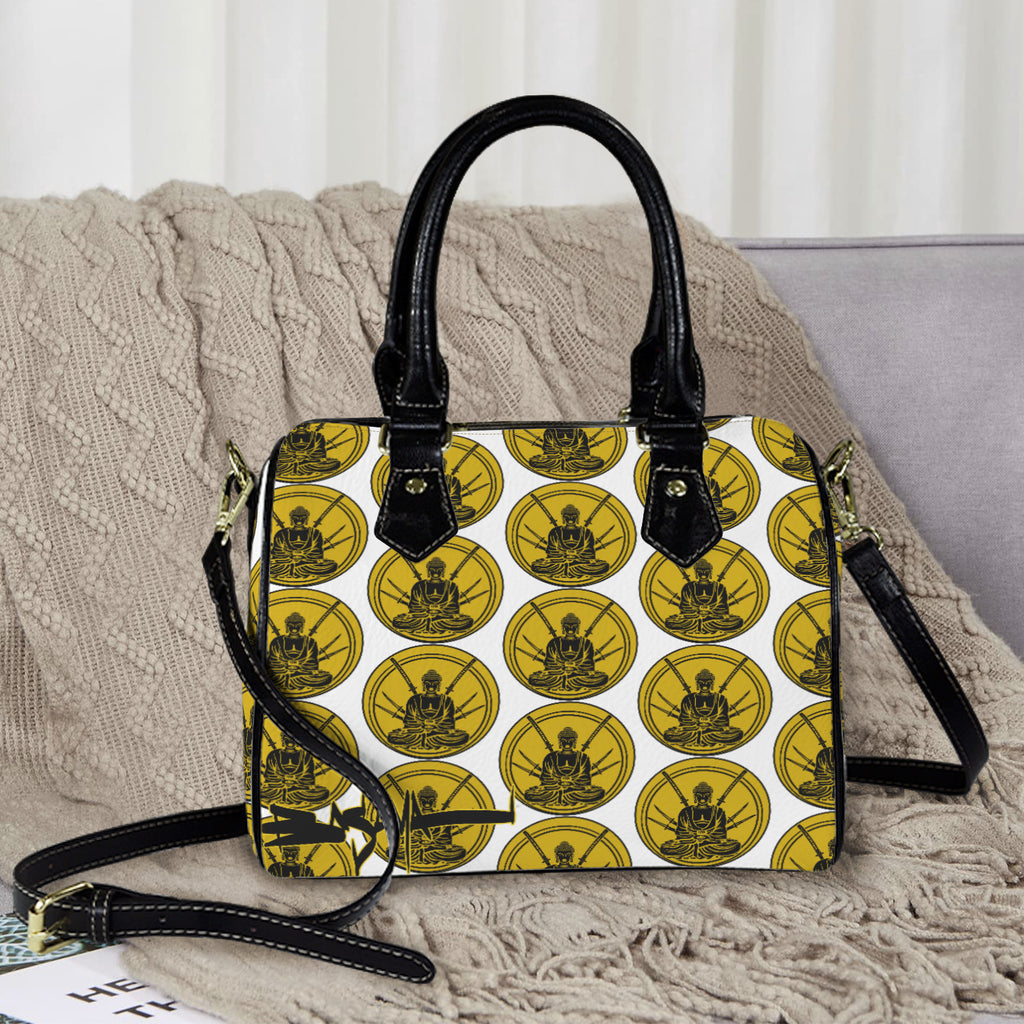 gold budha Custom Handbag-Black Handle (Model 1746)