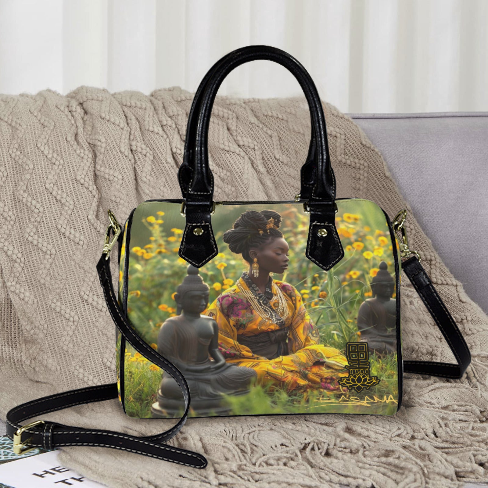 sit with budha Custom Handbag-Black Handle (Model 1746)