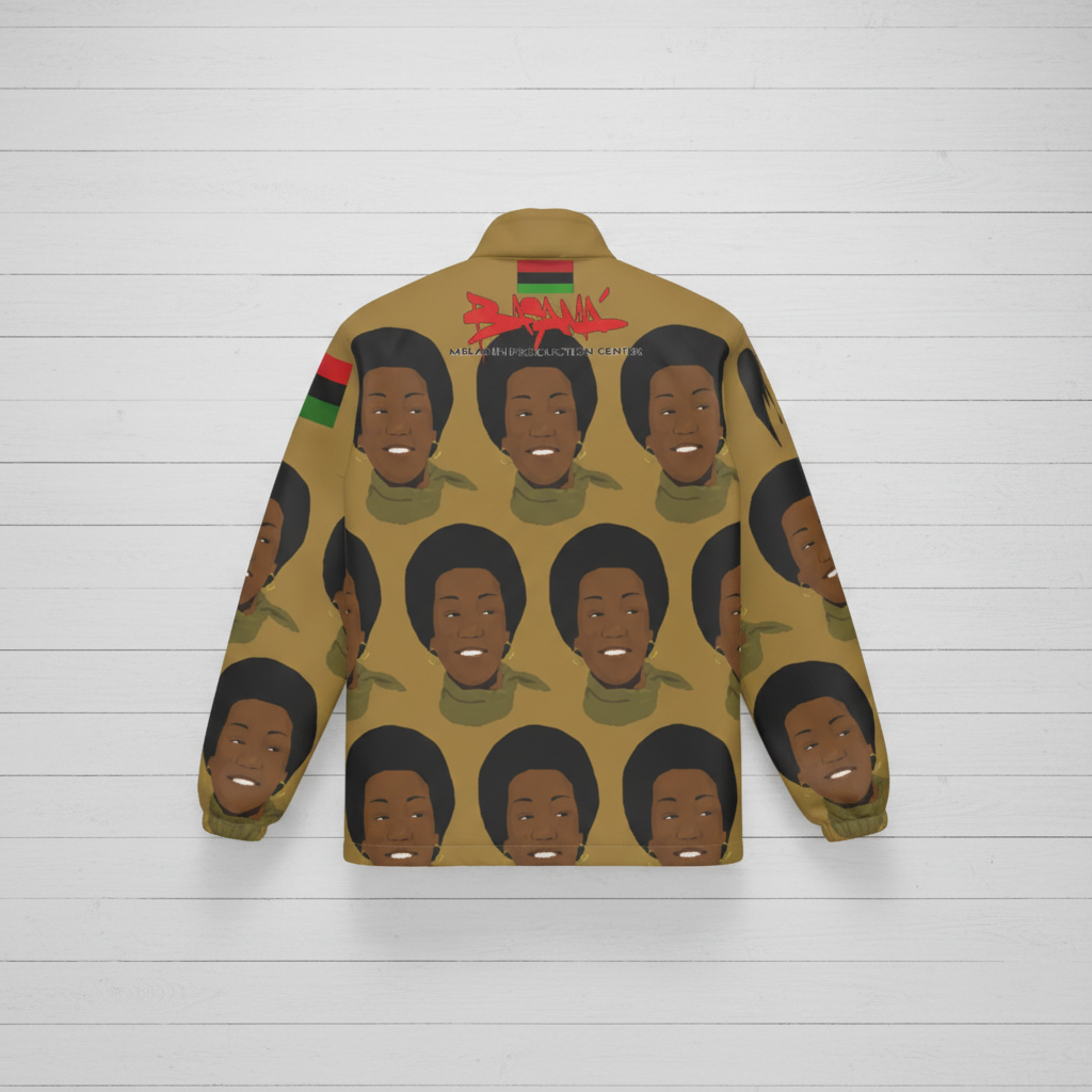 Dr Frances Cress Welsing Windbreaker - Back Flat Lay White Wood Floor