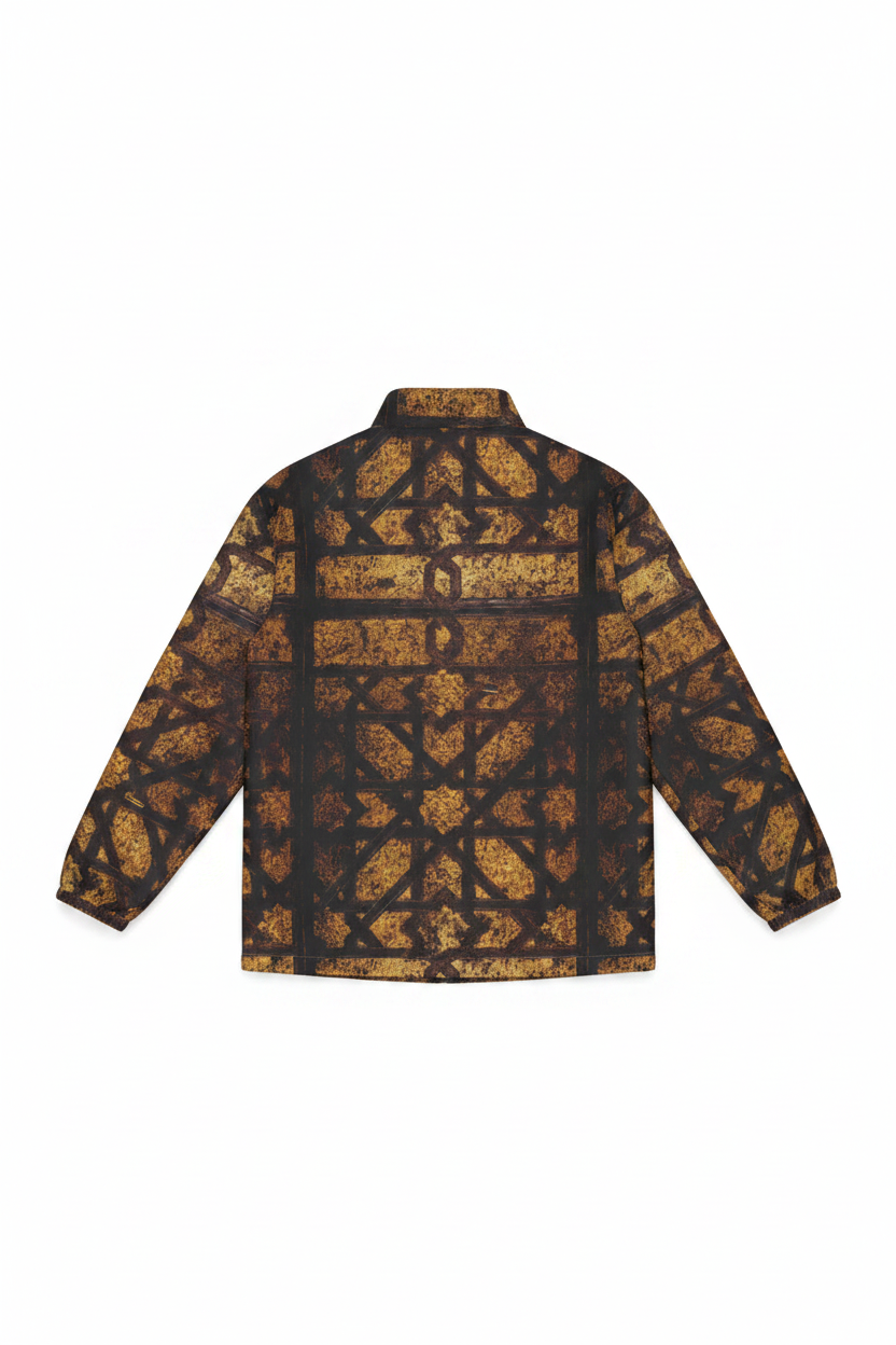 Right World Geometry Jacket back flat lay on white hero collar