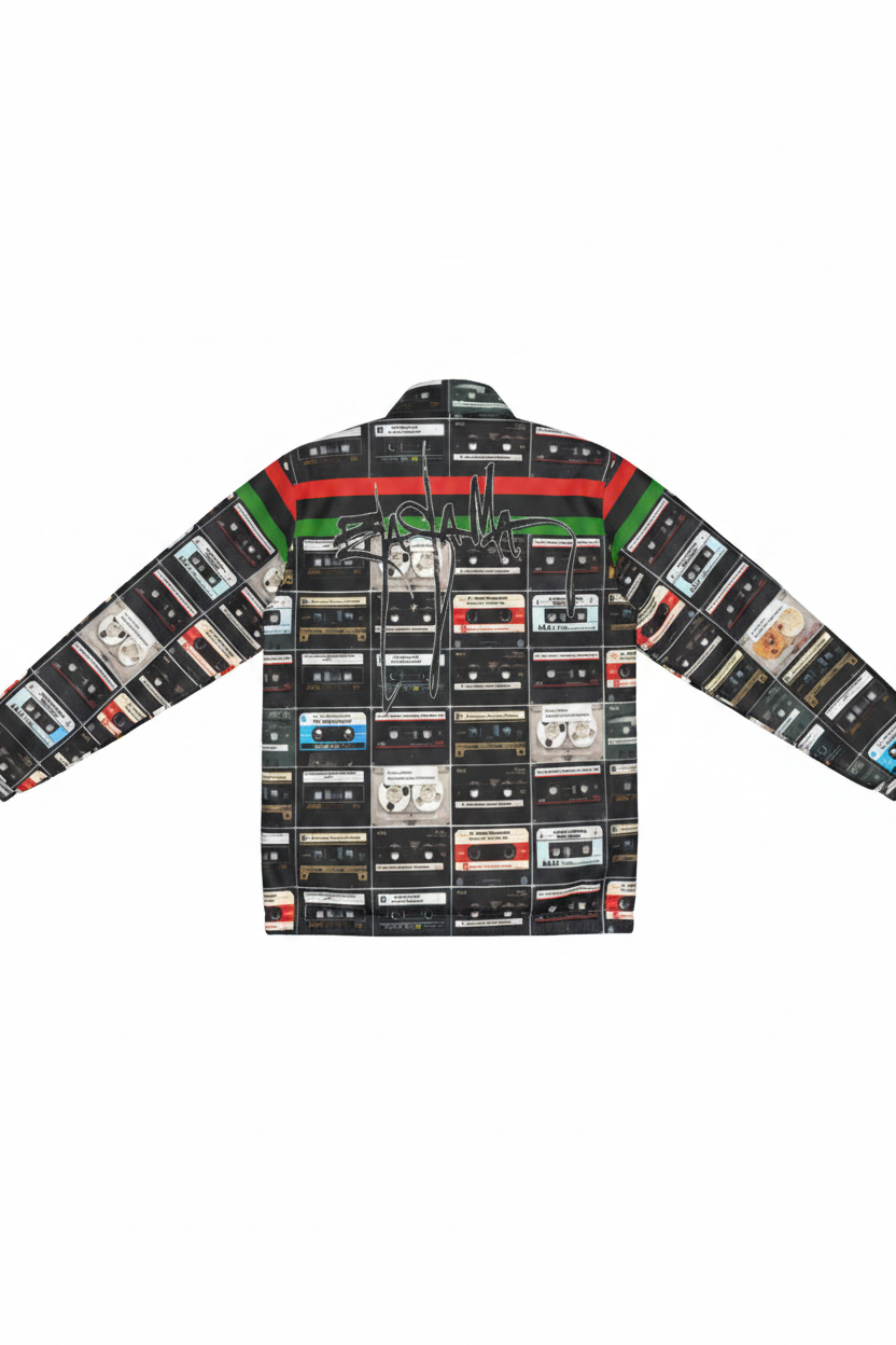 Tapes Black Scholars Jacket back flat lay on white