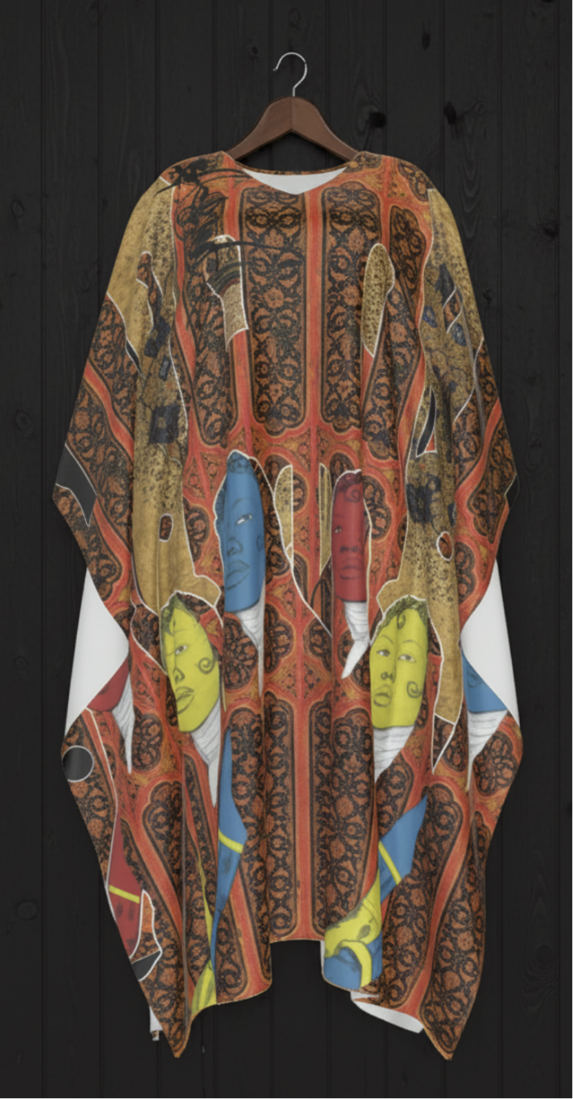3 Akht kaftan on hanger against black plank wall